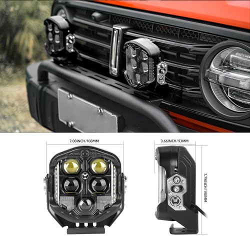 NKCELL POWER 7 Inch LED Offroad Driving Light, 95W 10800LM White DRL Combo Beam Pod Bumper Fog Working Side Shooter Light for Jeep Pickup Truck SUV UTV etc, 1PC (No Harness Kit) - Image 2