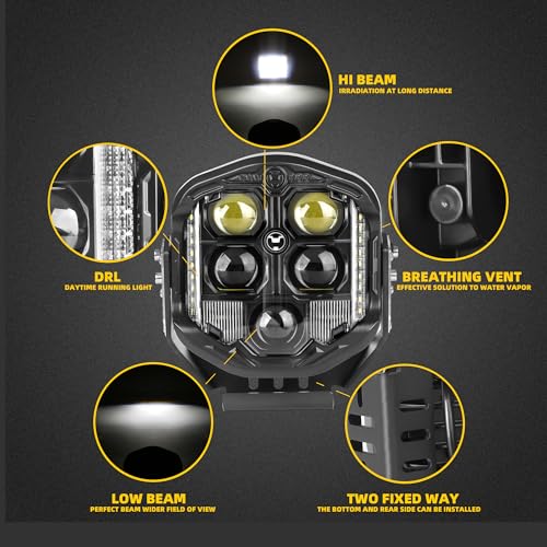 NKCELL POWER 7 Inch LED Offroad Driving Light, 95W 10800LM White DRL Combo Beam Pod Bumper Fog Working Side Shooter Light for Jeep Pickup Truck SUV UTV etc, 1PC (No Harness Kit) - Image 5