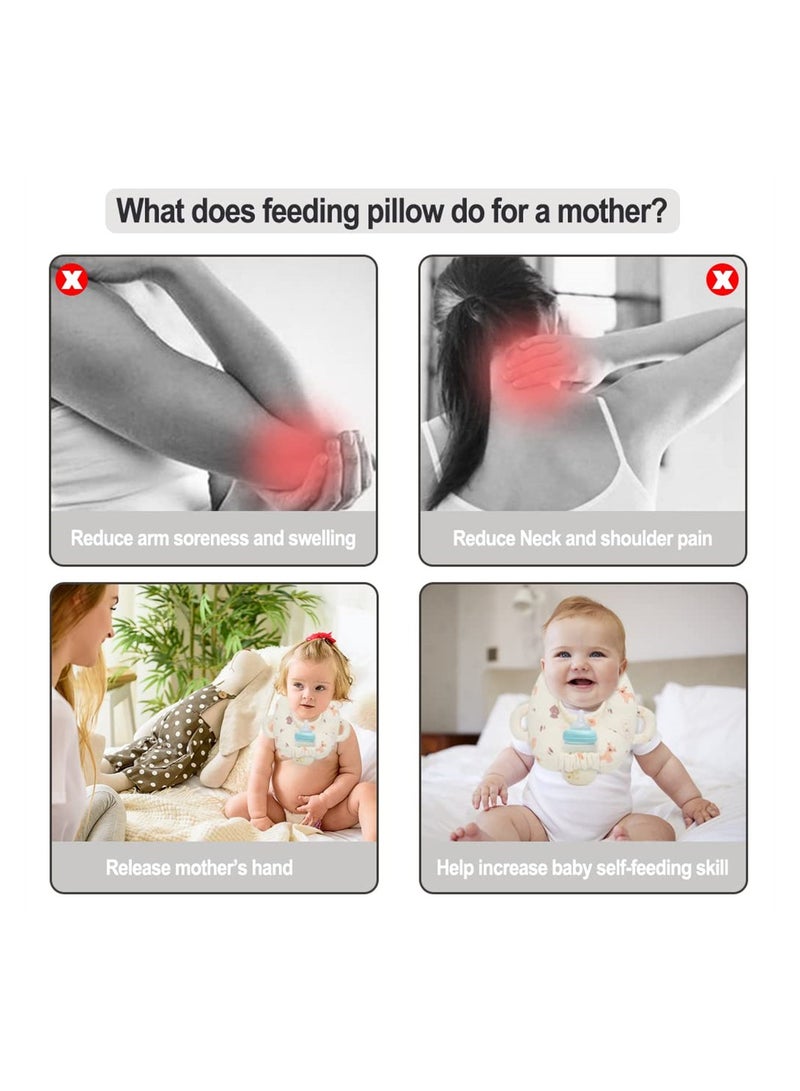 Baby Nursing Pillow Cartoon Baby Bottle Holder Portable Support Pillow for Newborns Baby Breastfeeding Pad Bottle Support Cushion Anti-Spitting Milk Pillow  - Image 2