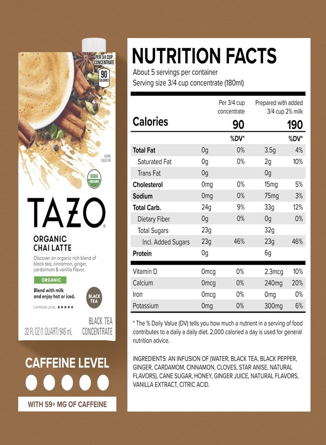 Tazo Tea Organic Chai Concentrate, 32 oz - Image 2
