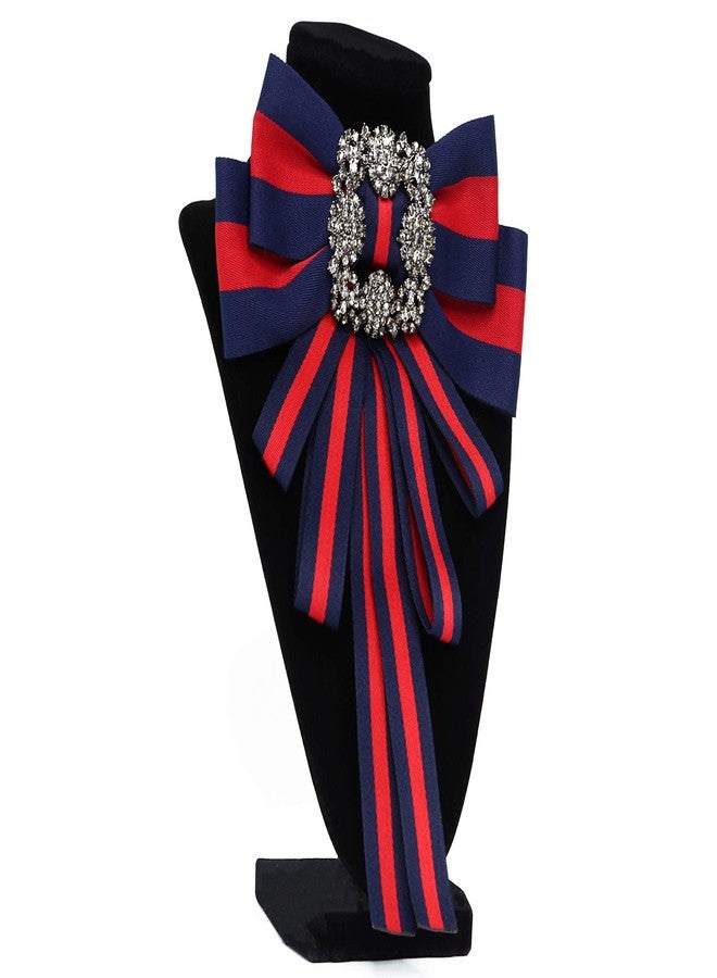 TOPAZ Christmas Ribbon brooch for women men bowknot costume brooches women jewelry beads accessories womens bow tie bow brooch (dk blue) - Image 1