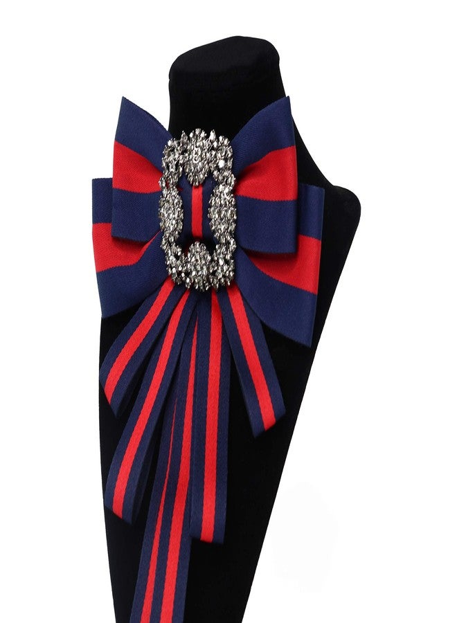 TOPAZ Christmas Ribbon brooch for women men bowknot costume brooches women jewelry beads accessories womens bow tie bow brooch (dk blue) - Image 2
