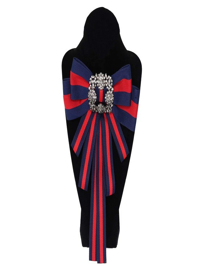 TOPAZ Christmas Ribbon brooch for women men bowknot costume brooches women jewelry beads accessories womens bow tie bow brooch (dk blue) - Image 3