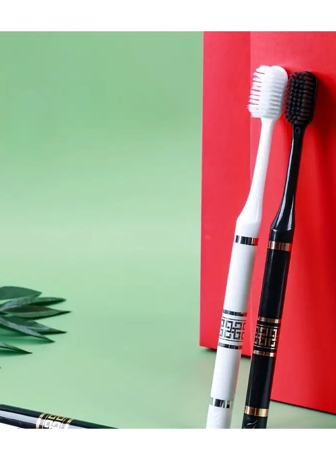 Goolsky - 2pcs Soft-bristled Toothbrushes, Advanced Black and White Couple Double Pack Family Adult National Fashion Student Special Toothbrushes, Travel Essentials - Image 1