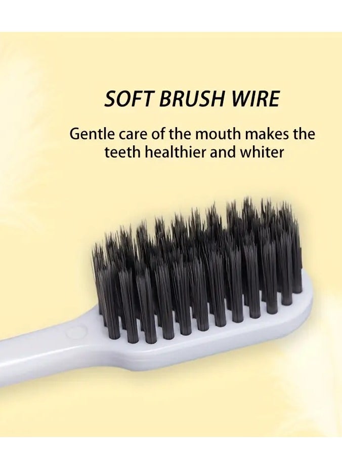 Goolsky - 2pcs Soft-bristled Toothbrushes, Advanced Black and White Couple Double Pack Family Adult National Fashion Student Special Toothbrushes, Travel Essentials - Image 1