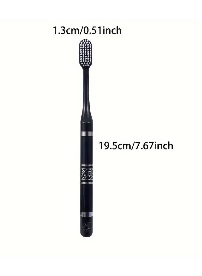 Goolsky - 2pcs Soft-bristled Toothbrushes, Advanced Black and White Couple Double Pack Family Adult National Fashion Student Special Toothbrushes, Travel Essentials - Image 1
