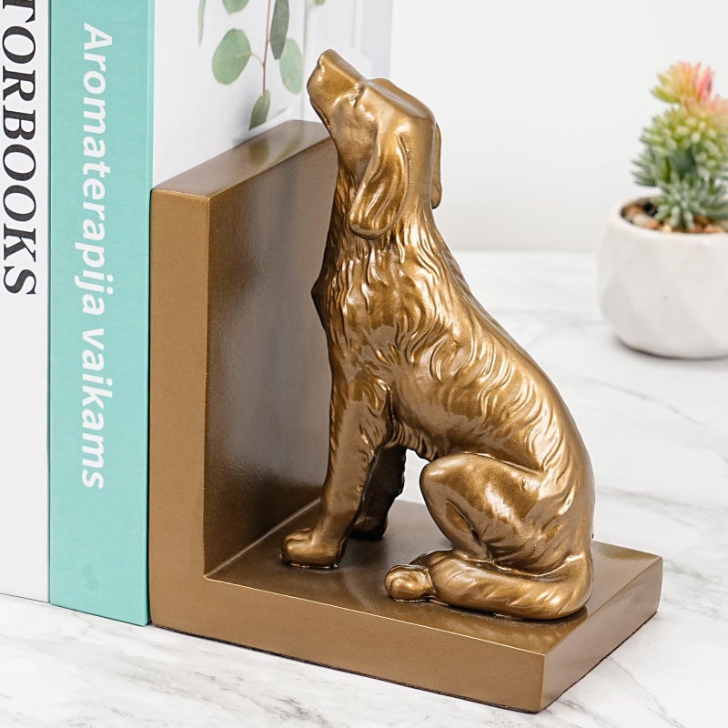 LADDERU Dog Bookends, Book Ends for Shelves to Hold Books Heavy Duty, Creative Resin Book Holders for Kitchen Desk Home Office - Image 4
