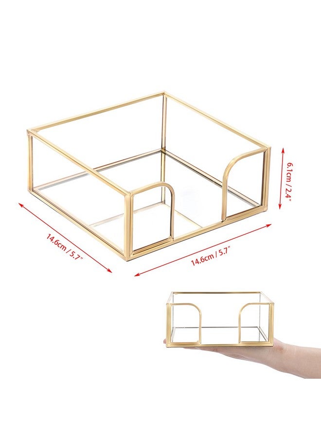 Sumnacon Sumnacon Napkin Holder Square Glass Napkin Holder Table Gold Countertop Stylish Cocktail Napkin Holders for Kitchen Dining Table Counter,Decorative Napkin Basket for Picnic Wedding Party  - Image 4