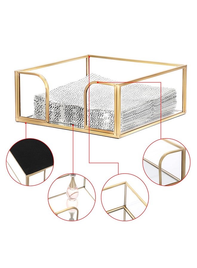 Sumnacon Sumnacon Napkin Holder Square Glass Napkin Holder Table Gold Countertop Stylish Cocktail Napkin Holders for Kitchen Dining Table Counter,Decorative Napkin Basket for Picnic Wedding Party  - Image 5