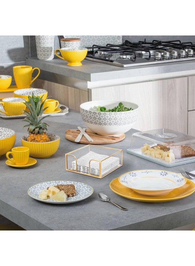 Sumnacon Sumnacon Napkin Holder Square Glass Napkin Holder Table Gold Countertop Stylish Cocktail Napkin Holders for Kitchen Dining Table Counter,Decorative Napkin Basket for Picnic Wedding Party  - Image 2