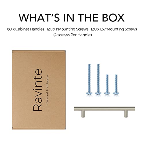 Ravinte 60 Pack | 7.38'' Cabinet Pulls Brushed Nickel Stainless Steel Kitchen Drawer Pulls Cupboard Pulls Cabinet Handles 7-3/8”Length with 5” Hole Center - Image 5