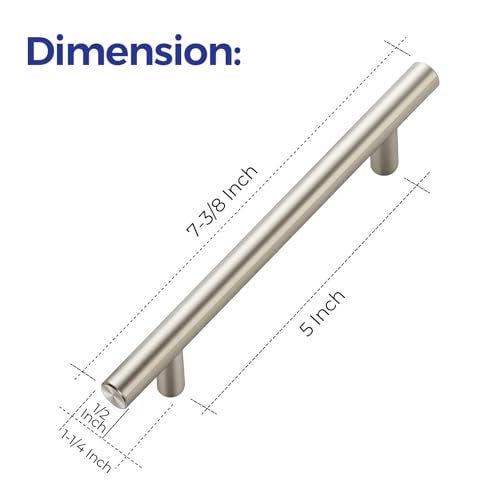 Ravinte 60 Pack | 7.38'' Cabinet Pulls Brushed Nickel Stainless Steel Kitchen Drawer Pulls Cupboard Pulls Cabinet Handles 7-3/8”Length with 5” Hole Center - Image 3
