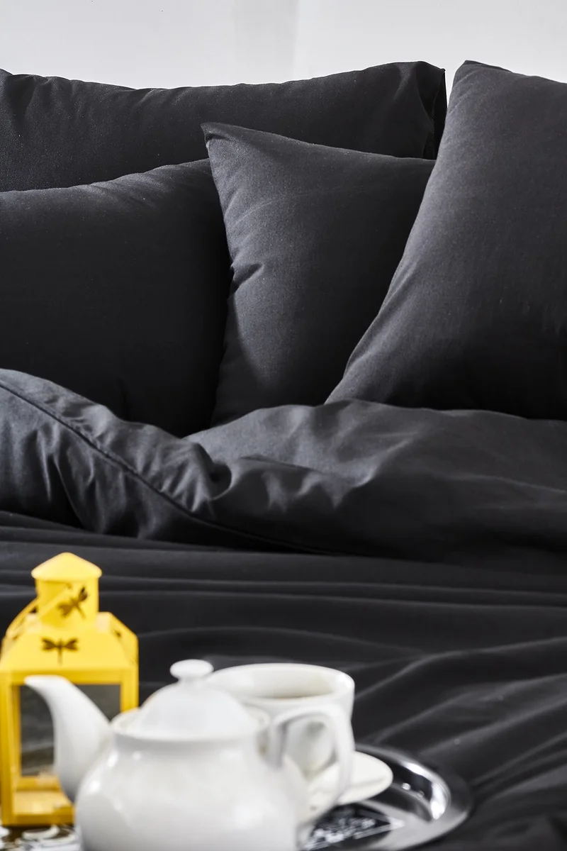 Bonjardin Home Black Ranforce Cotton Double Duvet Cover Set