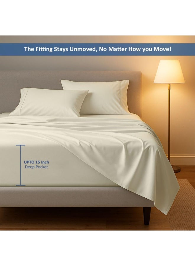 فاييت طقم فراش للاستخدام مرة واحدة، مقاس كوين، مكون من 4 قطع، ملاءات سفر ناعمة وجيدة التهوية مع غطاء لحاف وأغطية وسائد، طقم سرير صحي خفيف الوزن للفنادق والتخييم والرحلات (أصفر) - Image 3