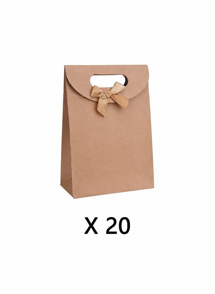 20 Premium Kraft Paper Gift Bags with Handles for Party Favors Candy and Banquet Gifts Ideal for Packaging Treats and Goodies - Image 2