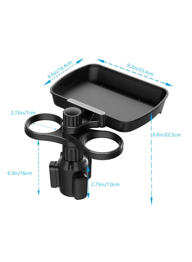 AirYoung موسع حامل أكواب السيارة مع صينية ، طاولة صينية طعام السيارة متعددة الوظائف ، فتحة هاتف وذراع دوار قابل للتعديل ، منظم سيارة مثالي لإكسسوارات السفر - Image 2