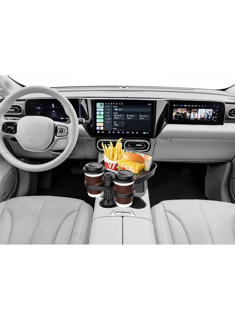 AirYoung موسع حامل أكواب السيارة مع صينية ، طاولة صينية طعام السيارة متعددة الوظائف ، فتحة هاتف وذراع دوار قابل للتعديل ، منظم سيارة مثالي لإكسسوارات السفر - Image 5