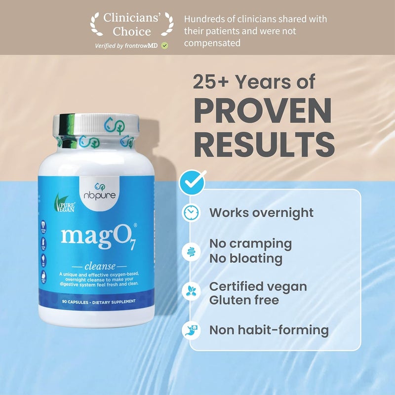 nbpure MagO7  Natural Colon Cleanse  Detox  Occasional Constipation Relief Stool Softening  Bloating Support for Men  Women  Ozonated Magnesium Oxide 90 Capsules - Image 3