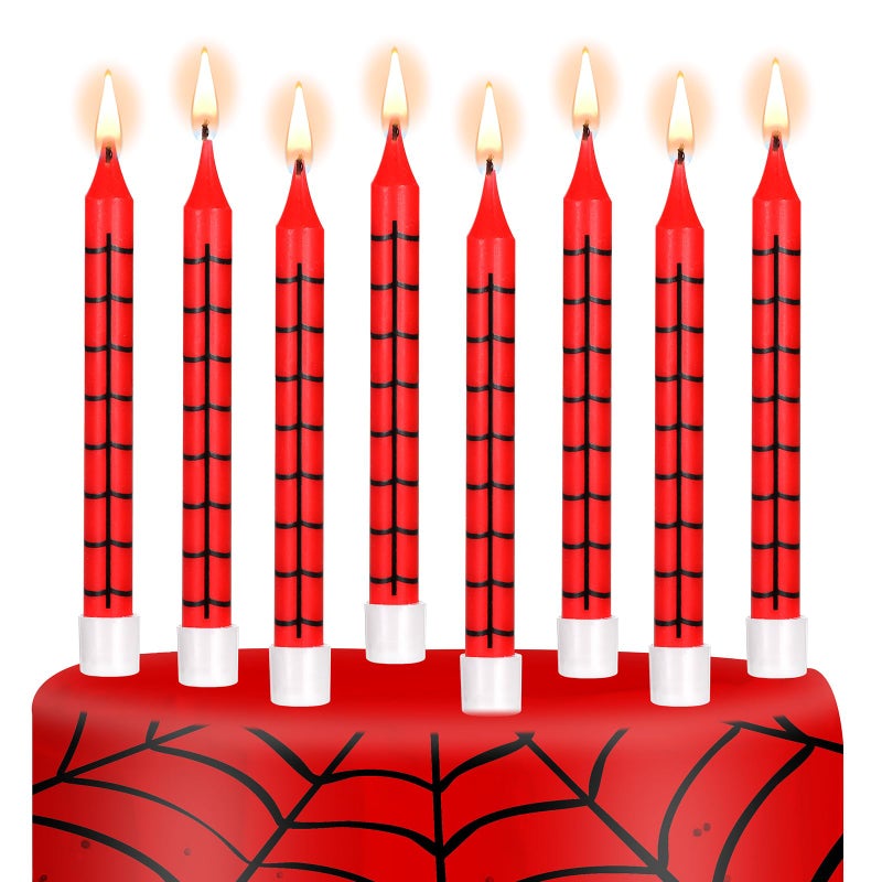 Cindeer Cindeer 12 Pcs Spider Themed Birthday Candles Web Cake Topper for Spider Party Decoration Birthday Baby Shower Halloween Party 