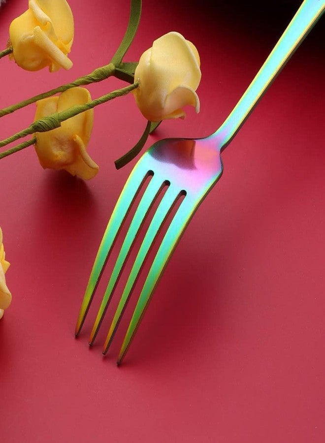 P Plus Fire Stainless Steel Large Forks, Rust-Resistant Cutlery Set with Durable Handle and Sleek Design, Perfect for Family Dinners, Kitchen or Professional Service (Big Fork, Rainbow, Pack of 6) - Image 3