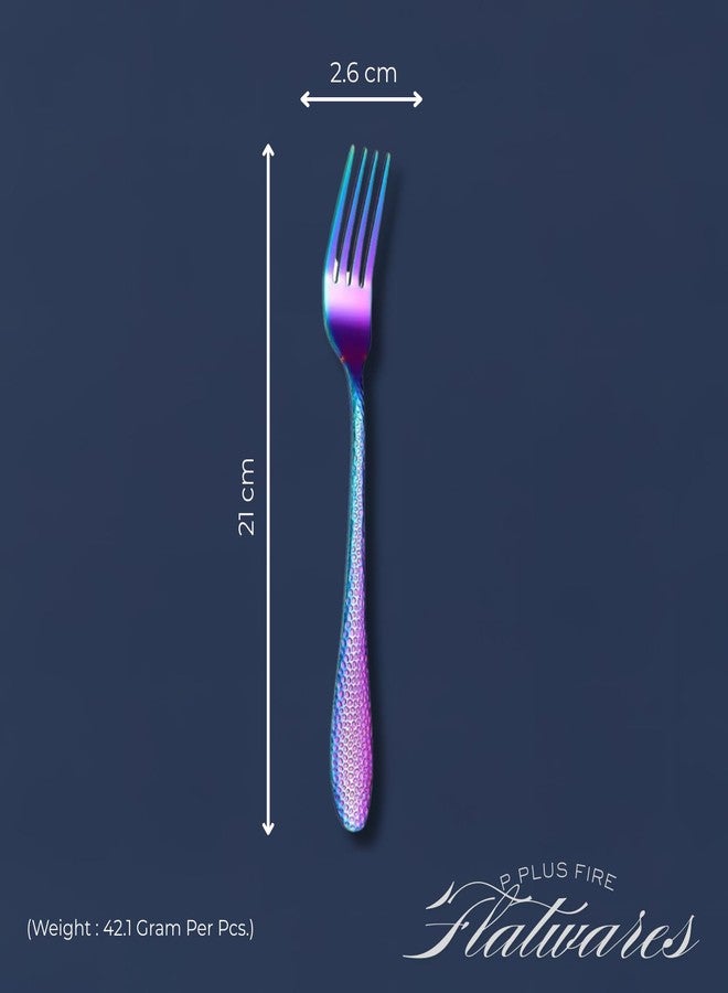 P Plus Fire Stainless Steel Large Forks, Rust-Resistant Cutlery Set with Durable Handle and Sleek Design, Perfect for Family Dinners, Kitchen or Professional Service (Big Fork, Rainbow, Pack of 6) - Image 2