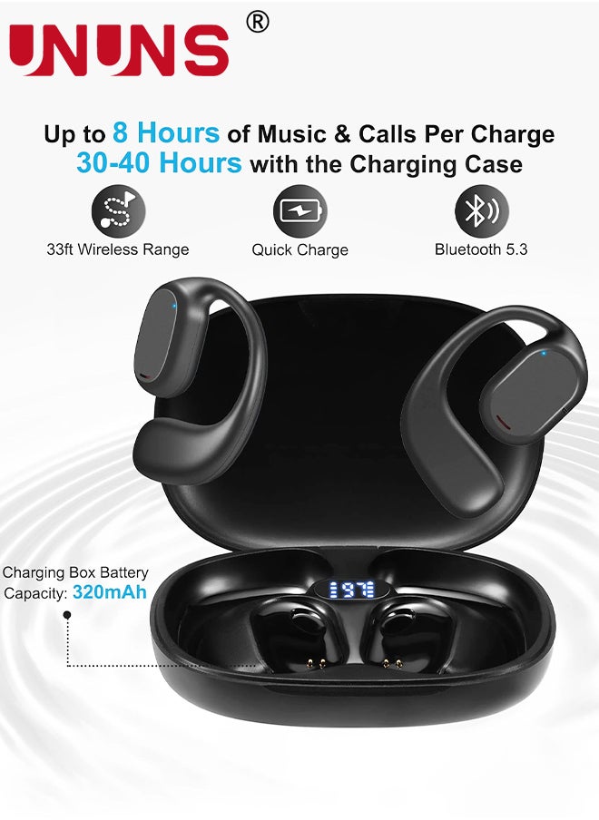 UNUNS Open Ear Headphones,Bluetooth 5.3 Wireless Headphones With Mic For iPhone Android,Touch Control Air Conduction Earbuds,36H Playtime With Charging Case,IPX5 Waterproof Headphones For Sports  - Image 3