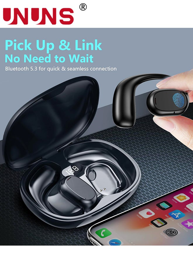 UNUNS Open Ear Headphones,Bluetooth 5.3 Wireless Headphones With Mic For iPhone Android,Touch Control Air Conduction Earbuds,36H Playtime With Charging Case,IPX5 Waterproof Headphones For Sports  - Image 2