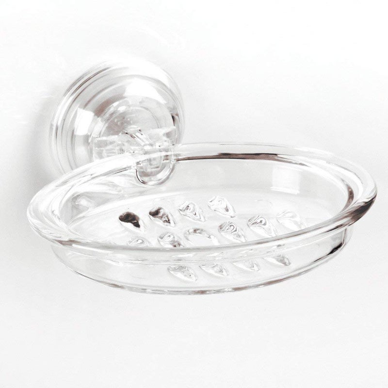 InterDesign Wall Mount Self Draining Soap Dish Holder for Bathroom Storage - Power Lock Suction Soap Saver Stands for Shower, Clear - Image 4