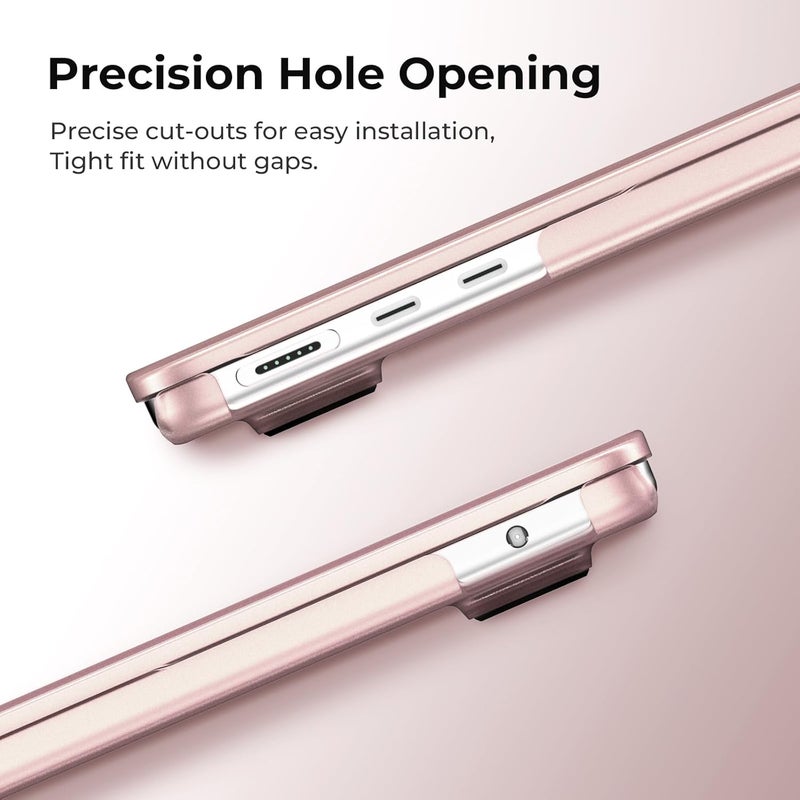 BlueSwan غطاء BlueSwan متوافق مع MacBook Air الجديد 13.6 بوصة 2022 2024 2025، M4 M3 M2 A3240 A3113 A2681، M2 M3 M4 Air 13، غطاء مرن من PP وطلاء غير لامع، مضاد للتمزق ومضاد للصدمات ومضاد لبصمات الأصابع - وردي غير لامع - Image 4