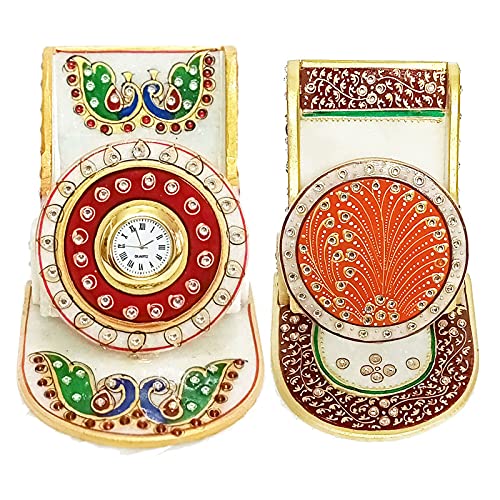 Handicraft Kingdom Mobile Holders For Home Use For Bed Use For Office Desktop Table Smart Cell Phone Stand With Inbuilt Small Clock For Iphone Android Approx Size 45 Inch Wt 1150 Gm Pack Of 2 - Image 1