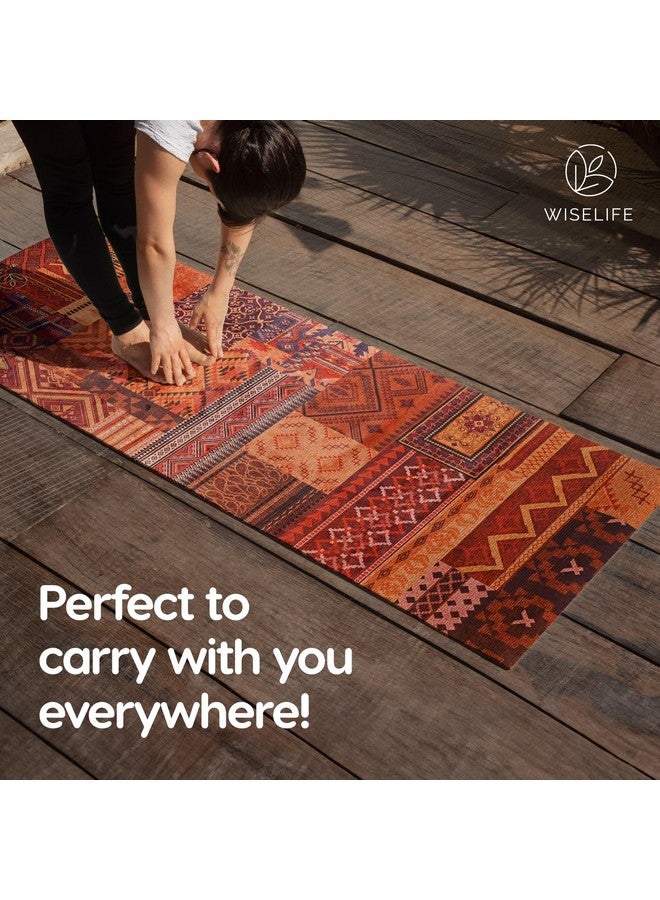Wiselife MicroFiber & Natural Rubber Foldable Yoga Mat + Carry Bag | Extra Thick Extra Long Extra Wide Exercise floor Mat For Gym, Workout, Fitness | Natural Rubber Yoga Mat (1MM,Marrakesh Brown) - Image 4
