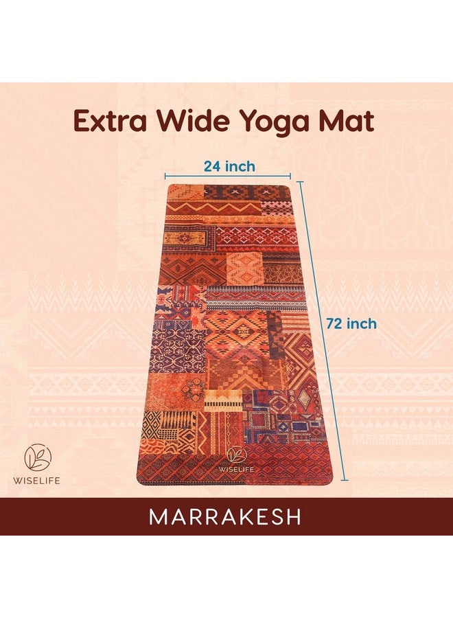 Wiselife MicroFiber & Natural Rubber Foldable Yoga Mat + Carry Bag | Extra Thick Extra Long Extra Wide Exercise floor Mat For Gym, Workout, Fitness | Natural Rubber Yoga Mat (1MM,Marrakesh Brown) - Image 3