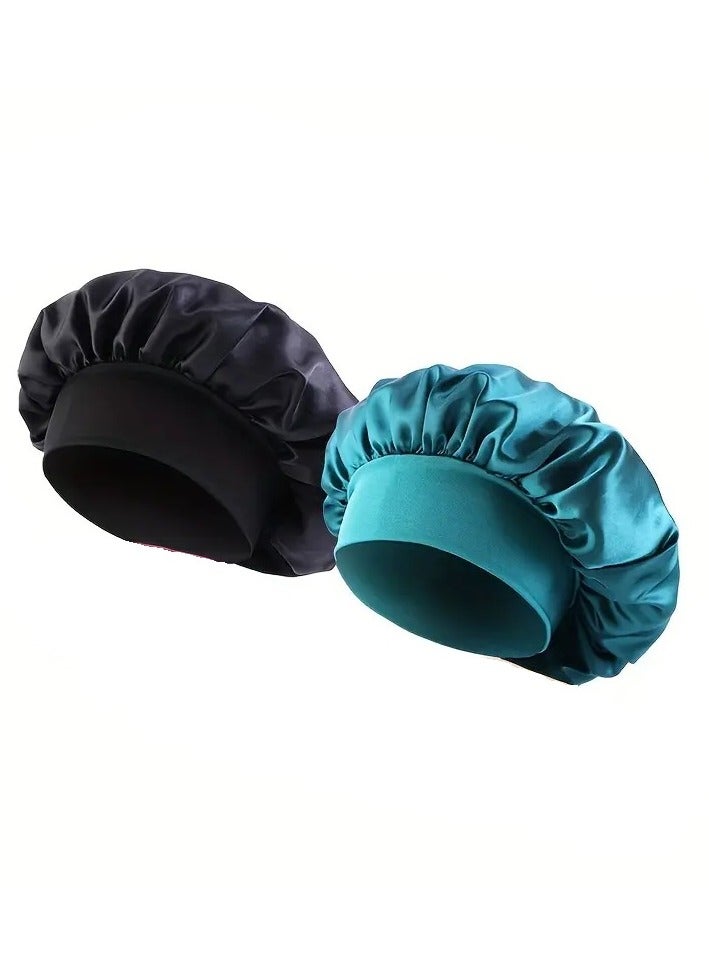 Generic Hair Bonnet Set - 2 Pieces - Soft  Durable for Sleeping and Showering - satin bonnet, hair bonnet, sleeping bonnet, shower bonnet, curly hair bonnet, long hair bonnet, short hair bonnet, soft bonnet - Image 2
