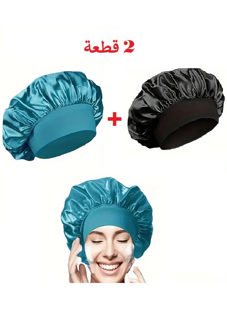 Generic Hair Bonnet Set - 2 Pieces - Soft  Durable for Sleeping and Showering - satin bonnet, hair bonnet, sleeping bonnet, shower bonnet, curly hair bonnet, long hair bonnet, short hair bonnet, soft bonnet - Image 1