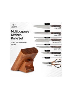 Knife Set - LIFE SMILE Knife Set 7 Pieces Carbon Stainless Steel Knife Set with Wooden Block - Ergonomic fix Handle for Ultra Sharp Chef Knife Set - Dishwasher safe kitchen knives (Brown) - pzsku/Z04C139CF435A77FE8C47Z/45/_/1693389977/4d6c7a8c-8788-47d7-ab57-332a01dddef9