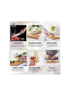 Knife Set - LIFE SMILE Knife Set 7 Pieces Carbon Stainless Steel Knife Set with Wooden Block - Ergonomic fix Handle for Ultra Sharp Chef Knife Set - Dishwasher safe kitchen knives (Brown) - pzsku/Z04C139CF435A77FE8C47Z/45/_/1693389977/9f1b1185-0c84-42df-bf50-1f03678db2db