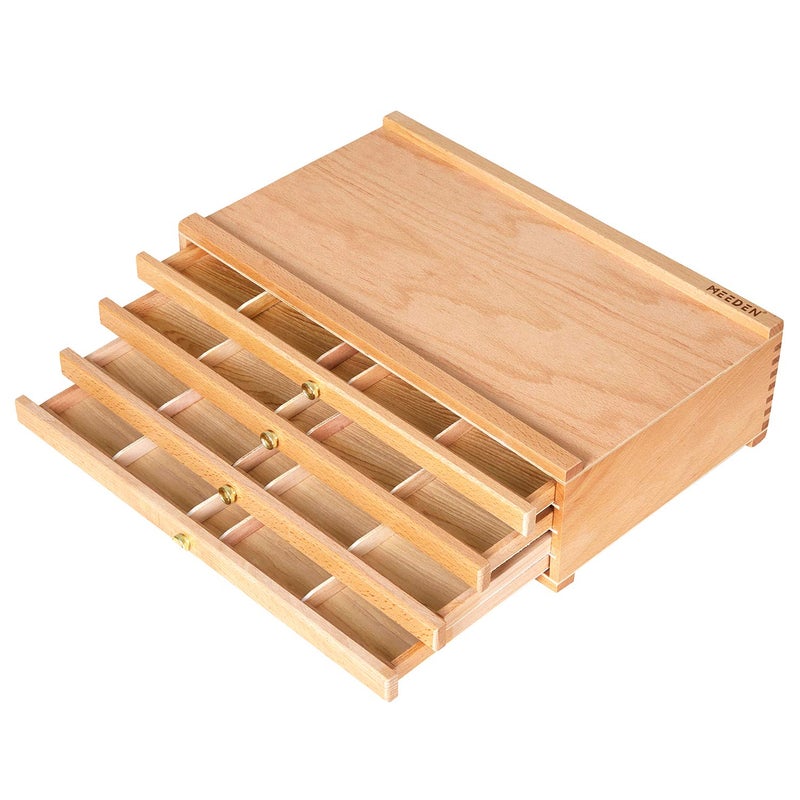 MEEDEN 4-Drawer Artist Supply Storage Box - Portable Foldable Multi-Function Beech Wood Artist Pencil & Brush Storage Box with Drawer & Compartments for Pastels, Pencils, Pens, Brushes, Stamp - Image 1