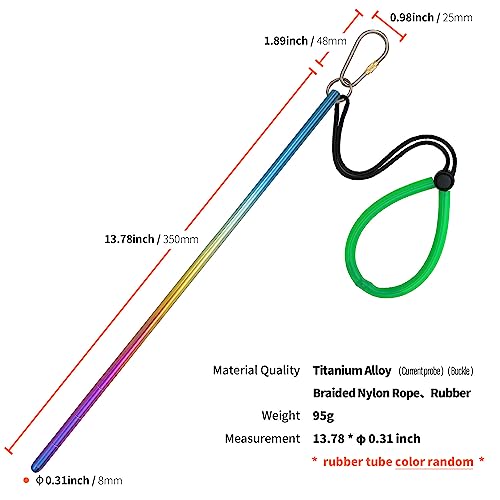 TiTo Titanium Scuba Diving 14''/35cm Titanium Alloy Lobster Tickle Pointer Stick w/Measurement & Lanyard (Colorful) - Image 2