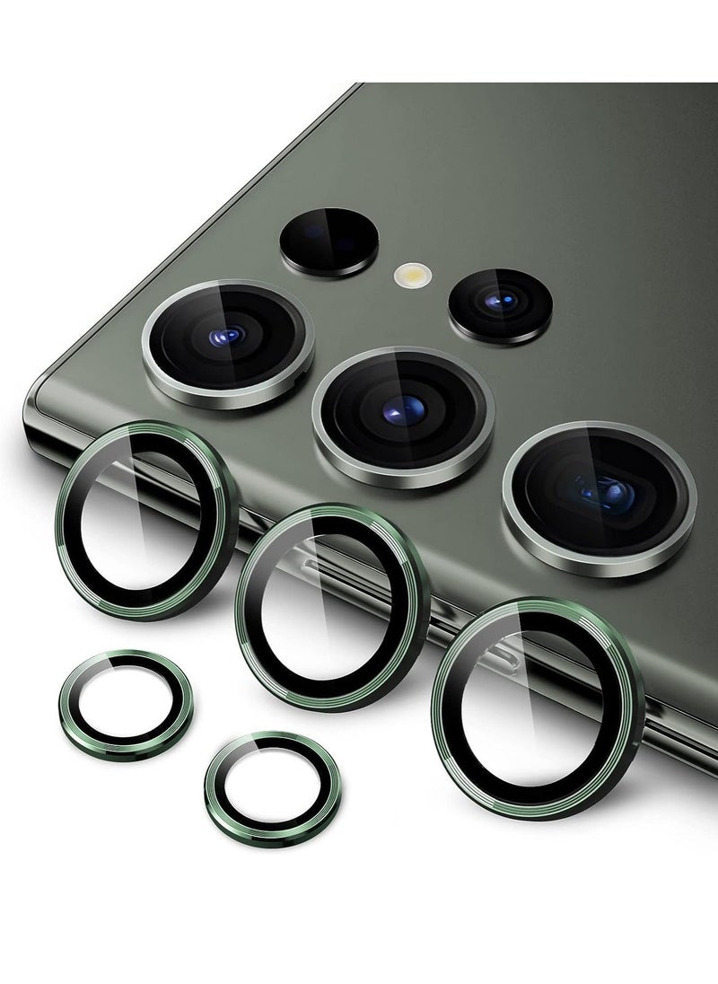 Raxoom Camera Lens Protector for Samsung Galaxy S23 Ultra 5G 6.8-Inch, 9H Tempered Glass Metal Individual Ring Cover, Easy Installation Tray, HD Clear, Set of 5 (Green) - Image 1