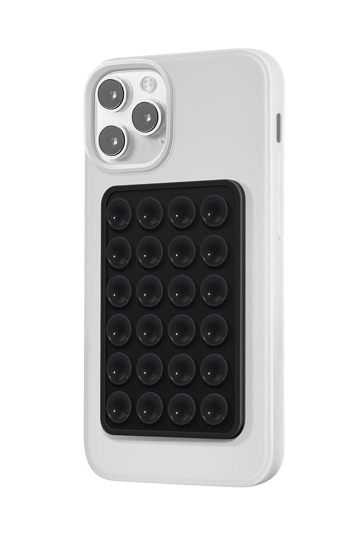 حافظات هواتف من السيليكون مع كوب شفط، مرآة لعبة فيدجيت بدون استخدام اليدين، حامل هاتف للاستحمام، مقاطع فيديو تيك توك وصور شخصية (أسود) - Image 1