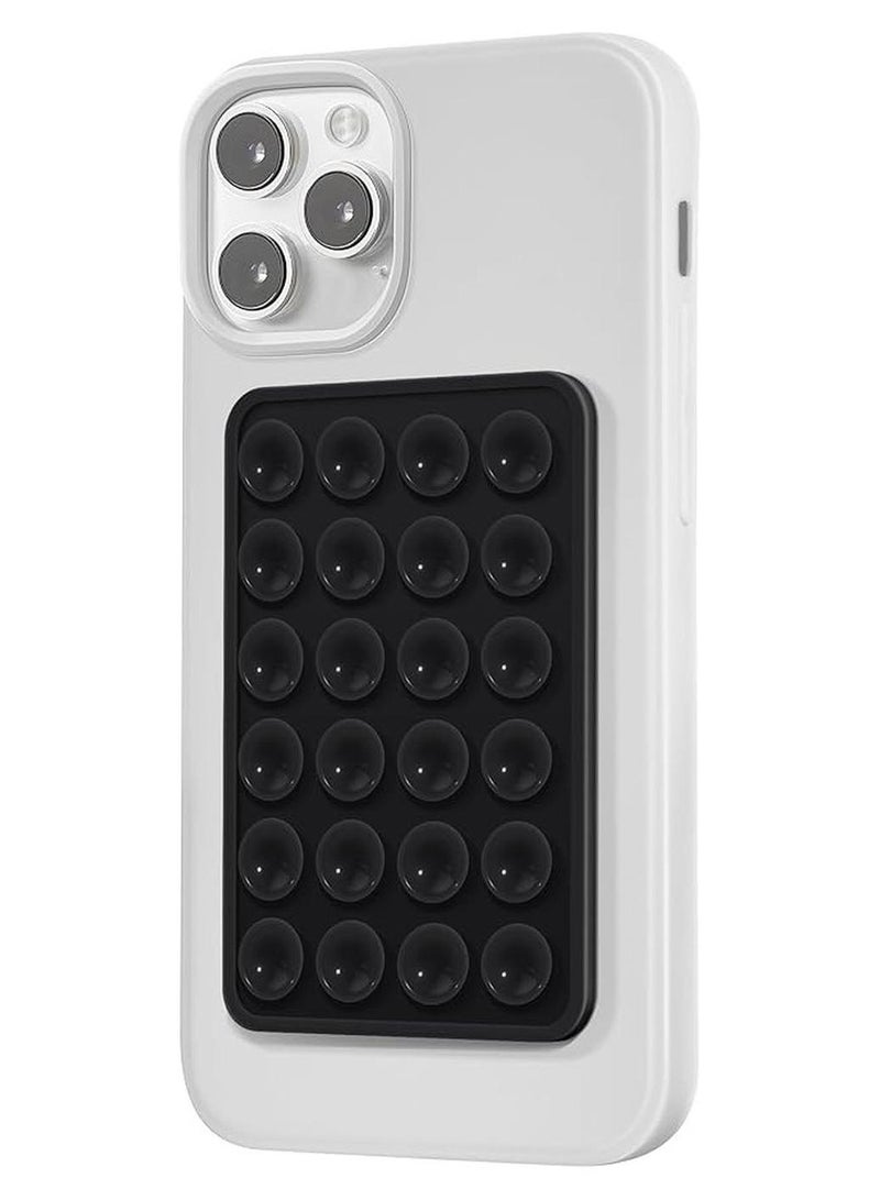 حافظات هواتف من السيليكون مع كوب شفط، مرآة لعبة فيدجيت بدون استخدام اليدين، حامل هاتف للاستحمام، مقاطع فيديو تيك توك وصور شخصية (أسود) - Image 1