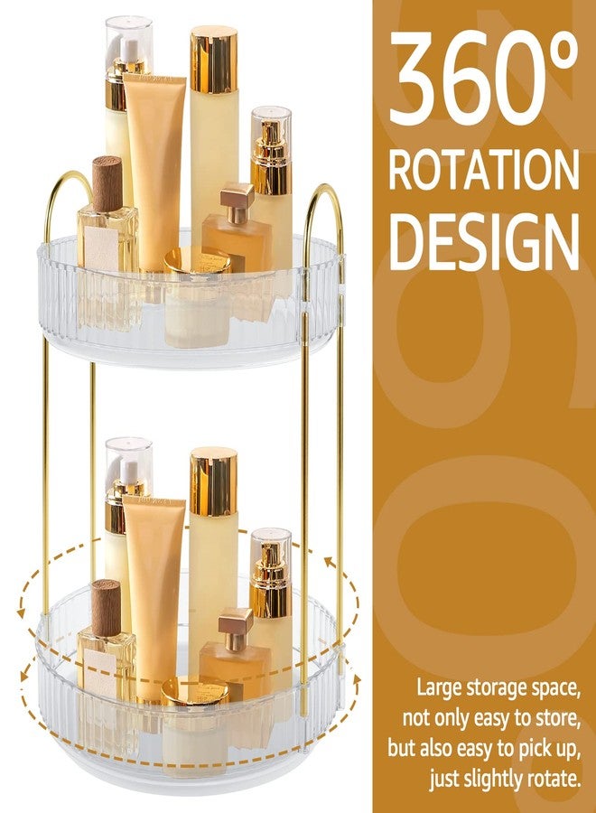 Bayleef Luxury Double-Layer Gold Coloured Cosmetic Organizer – Rotating Countertop Storage Rack - Image 3