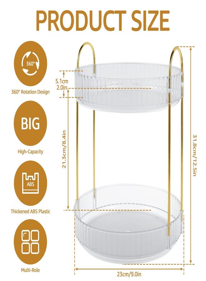 Bayleef Luxury Double-Layer Gold Coloured Cosmetic Organizer – Rotating Countertop Storage Rack - Image 4