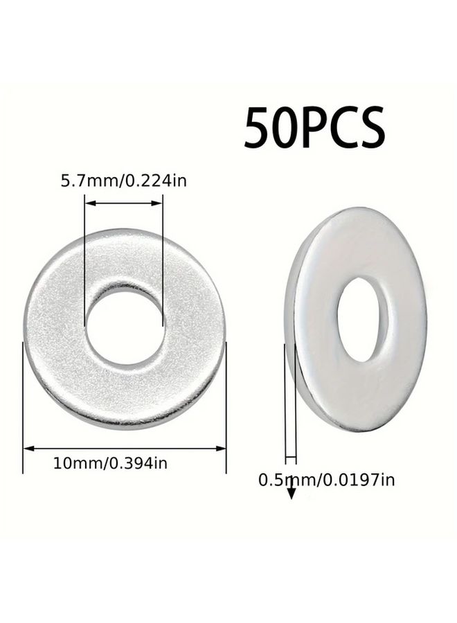 50pcs M5 Stainless Steel Flat Washers 5mm ID 10mm OD Corrosion Resistant Fasteners - Image 4
