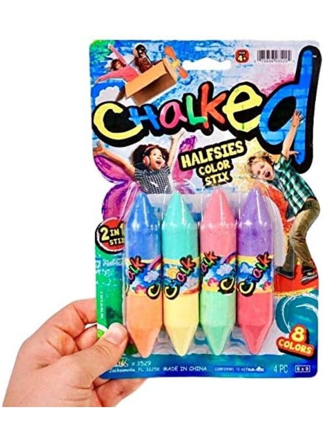 JA-RU Jumbo Double Sided Sidewalk Chalk (1 Pack) 2 Color per Chalk