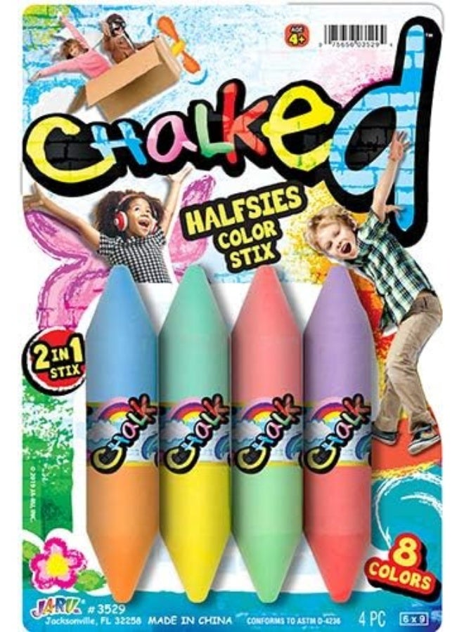 JA-RU Jumbo Double Sided Sidewalk Chalk (1 Pack) 2 Color per Chalk