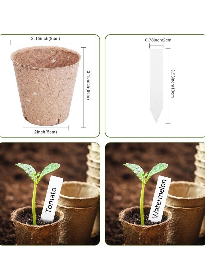 50Pcs 3.1 Inch Pots with 50Pcs Plant Labels, Biodegradable Pots for Seedlings with Drainage Holes, Garden Plant Nursery Pots Seed Starting Trays - Image 5