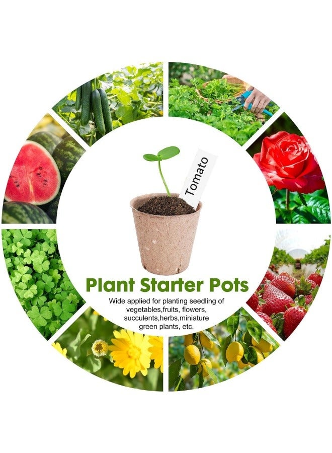 50Pcs 3.1 Inch Pots with 50Pcs Plant Labels, Biodegradable Pots for Seedlings with Drainage Holes, Garden Plant Nursery Pots Seed Starting Trays - Image 4