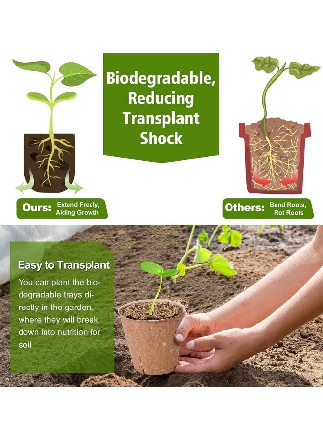 50Pcs 3.1 Inch Pots with 50Pcs Plant Labels, Biodegradable Pots for Seedlings with Drainage Holes, Garden Plant Nursery Pots Seed Starting Trays - Image 2