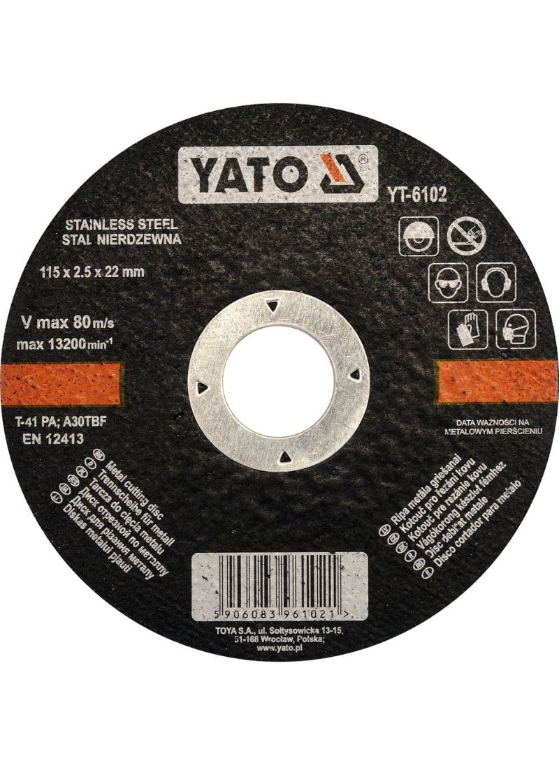 Yato YATO Inox Cutting Disc 115x2.5x22mm YT-6102 